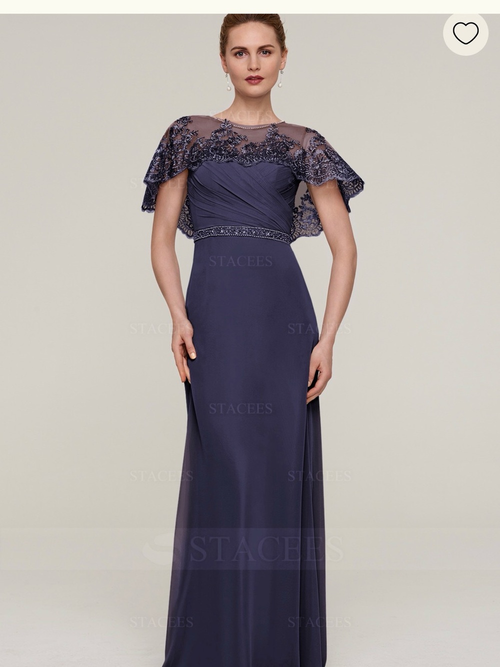Stacees Sheath/Column Bateau Short Sleeve Long/Floor-Length Chiffon Size 10 NWT